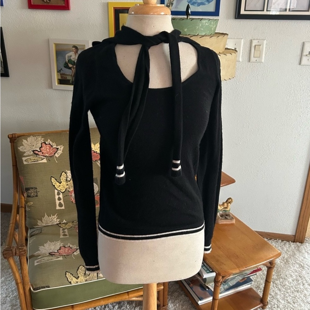 Retro Sweater Sailor Collar Black M L Pinup Rockabilly 1940s 40s style 1930s 30s - Picture 2 of 6